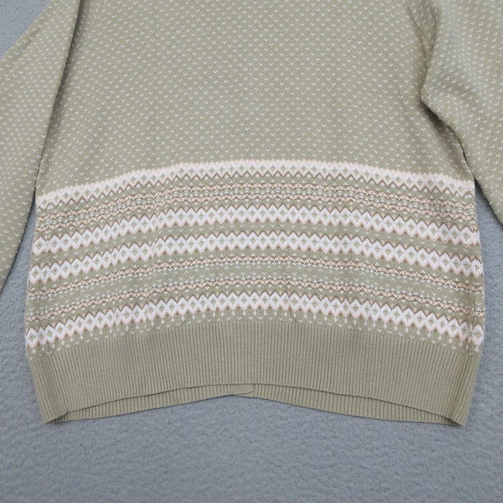 IZOD Cardigan Sweater Women XL Beige Pink Fair Isle Nordic Preppy Winter Lodge - Picture 11 of 14